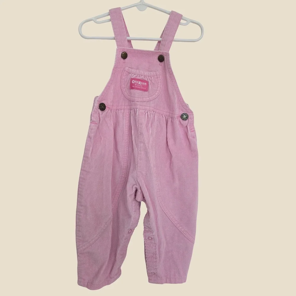 Vintage OshKosh B'gosh Pink Corduroy Overalls Toddler 24 Months Made in USA